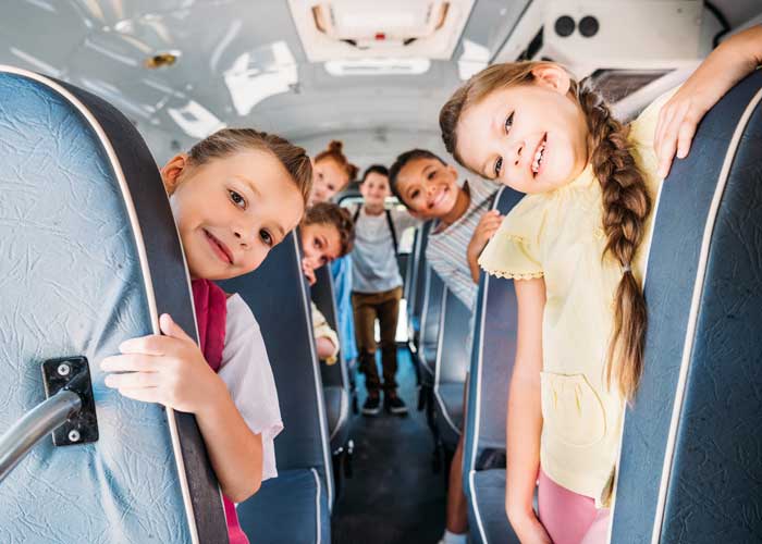 Kids on a school bus